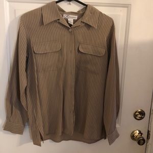 Brown and Black Striped Button Up